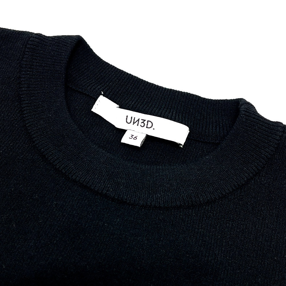 UN3D 522422601101 Short Knit Top, Sleeve-Toggle Knit, Short Length, Rayon, Women's, Black