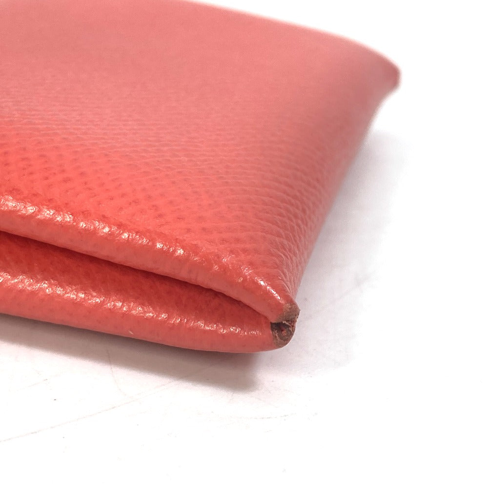HERMES Bifold Calvi Business Card Holder, Pass Case, Card Case, Epson, Women's, Rose Texas, Red
