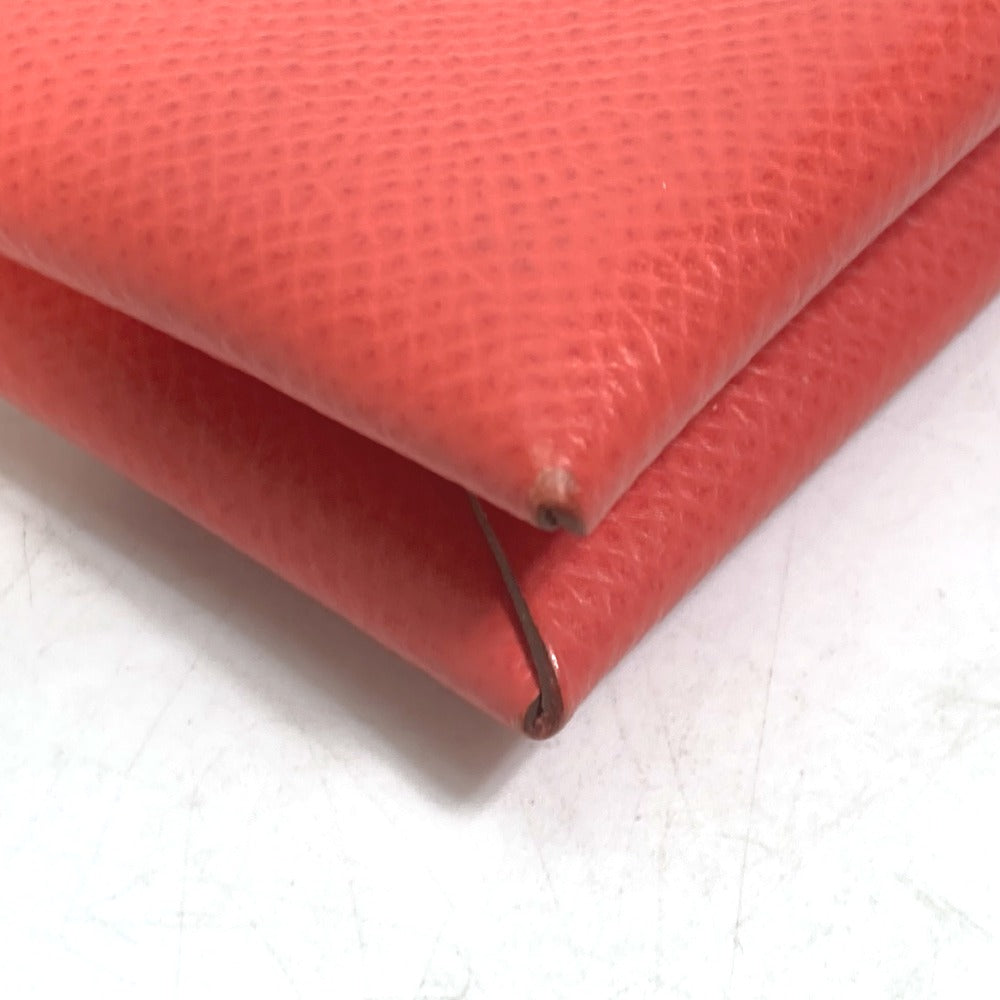 HERMES Bifold Calvi Business Card Holder, Pass Case, Card Case, Epson, Women's, Rose Texas, Red