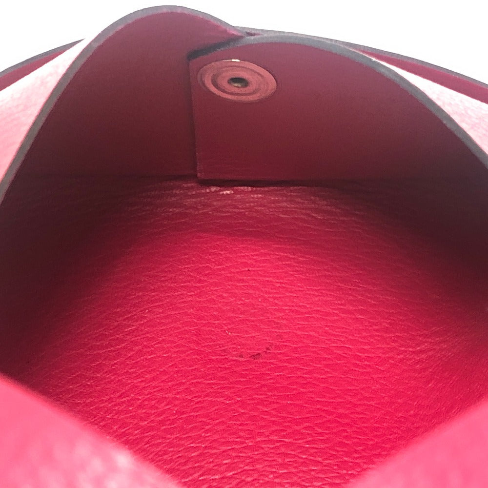 HERMES Calvi Accesorios de hardware plateado Estuche para tarjetas plegable Tarjetero para tarjetas de visita Estuche para monedas Evercolor Mujer Rosa Rosa