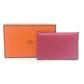 HERMES Calvi Accesorios de hardware plateado Estuche para tarjetas plegable Tarjetero para tarjetas de visita Estuche para monedas Evercolor Mujer Rosa Rosa
