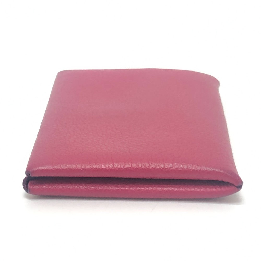 HERMES Calvi Accesorios de hardware plateado Estuche para tarjetas plegable Tarjetero para tarjetas de visita Estuche para monedas Evercolor Mujer Rosa Rosa