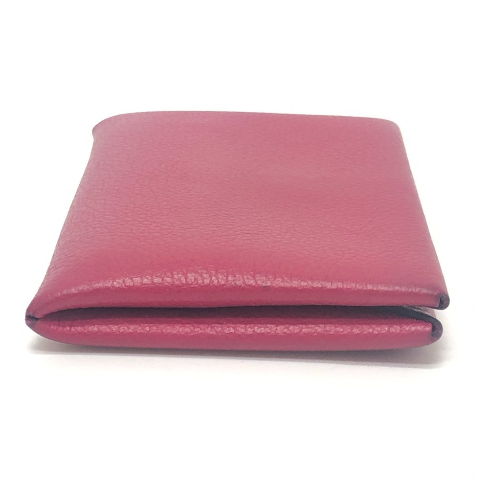 HERMES Calvi Accesorios de hardware plateado Estuche para tarjetas plegable Tarjetero para tarjetas de visita Estuche para monedas Evercolor Mujer Rosa Rosa
