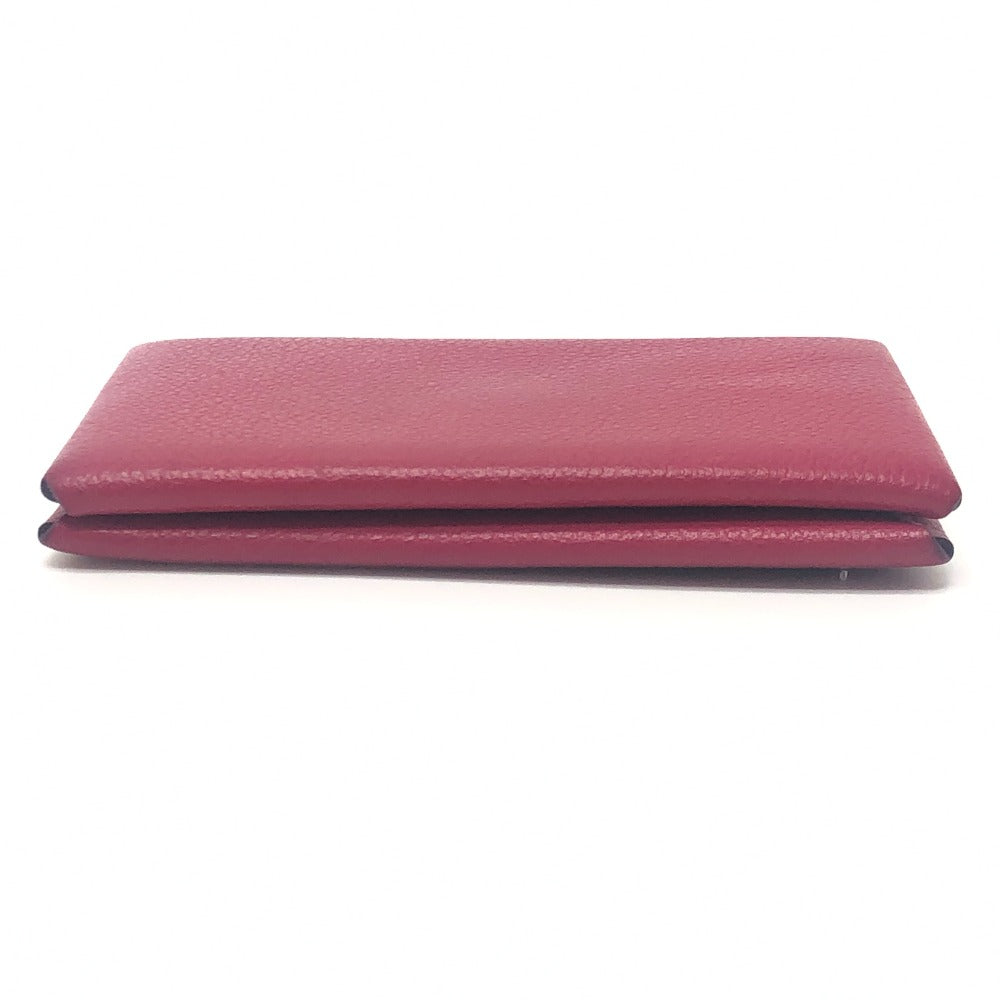 HERMES Calvi Accesorios de hardware plateado Estuche para tarjetas plegable Tarjetero para tarjetas de visita Estuche para monedas Evercolor Mujer Rosa Rosa