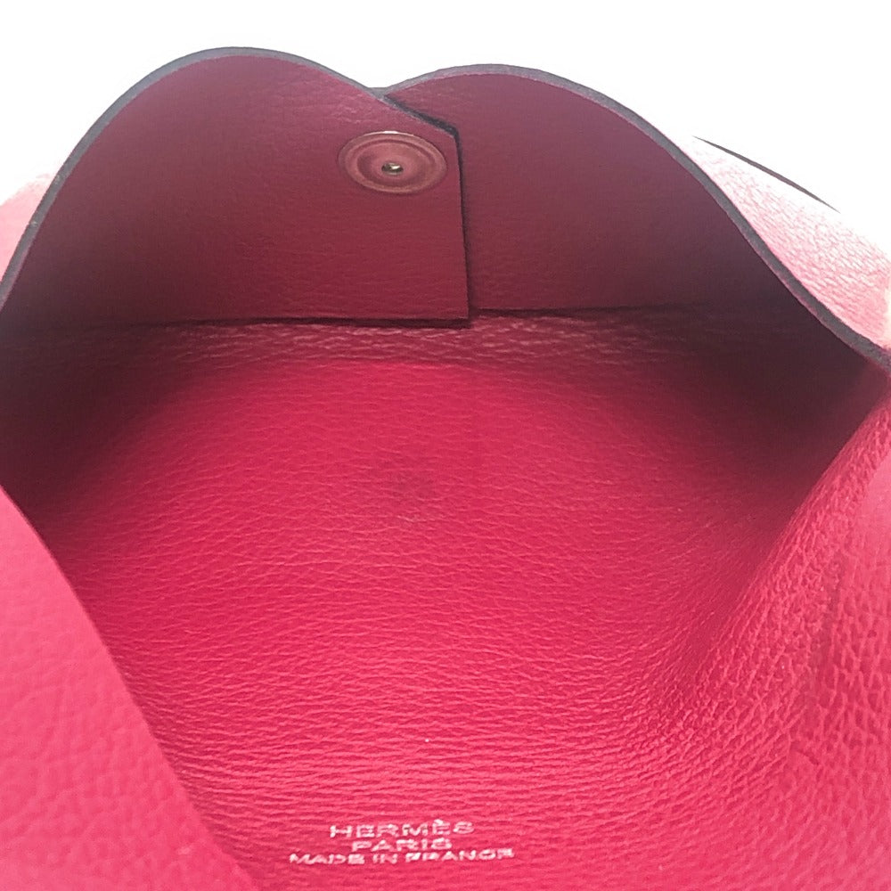 HERMES Calvi Accesorios de hardware plateado Estuche para tarjetas plegable Tarjetero para tarjetas de visita Estuche para monedas Evercolor Mujer Rosa Rosa