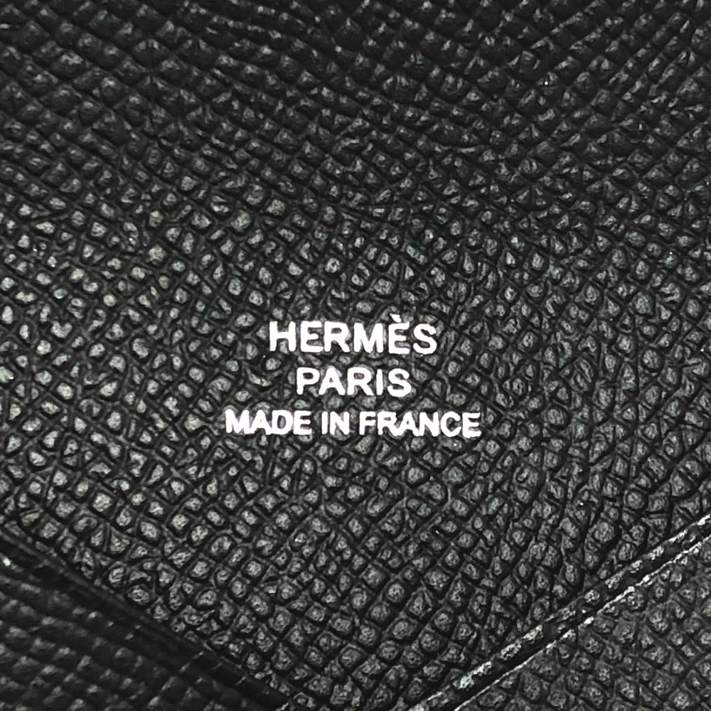 HERMES カルヴィ 名刺入れ 2つ折り カードケース エプソン レディース ブラック