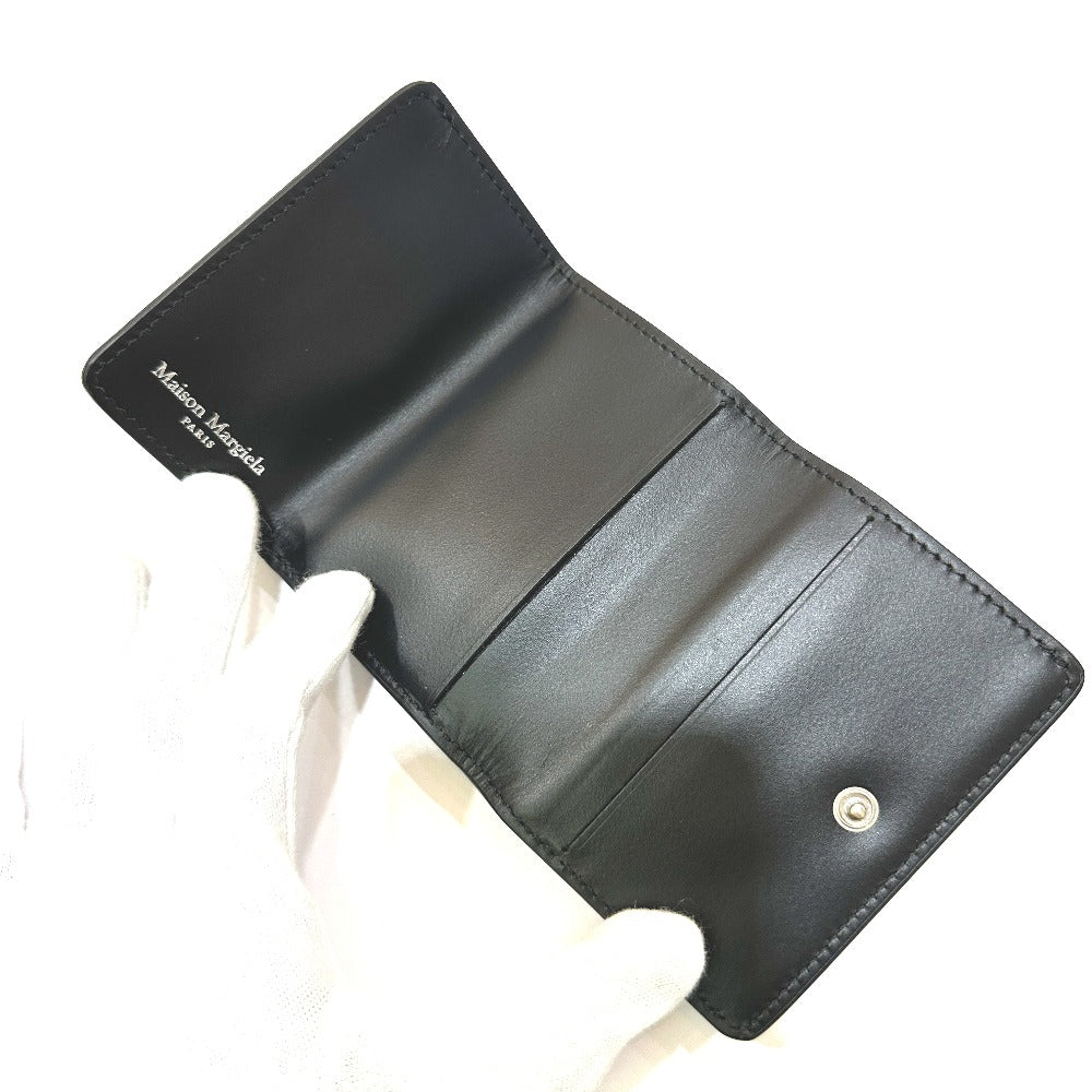 Maison Margiela SA2UI0005 ステッチ コンパクトウォレット 短財布 3つ折り財布 レザー レディース ブラック