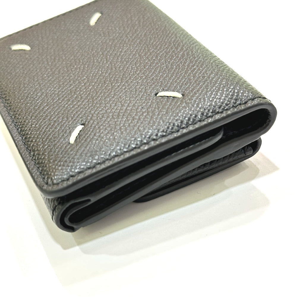 Maison Margiela SA2UI0005 ステッチ コンパクトウォレット 短財布 3つ折り財布 レザー レディース ブラック