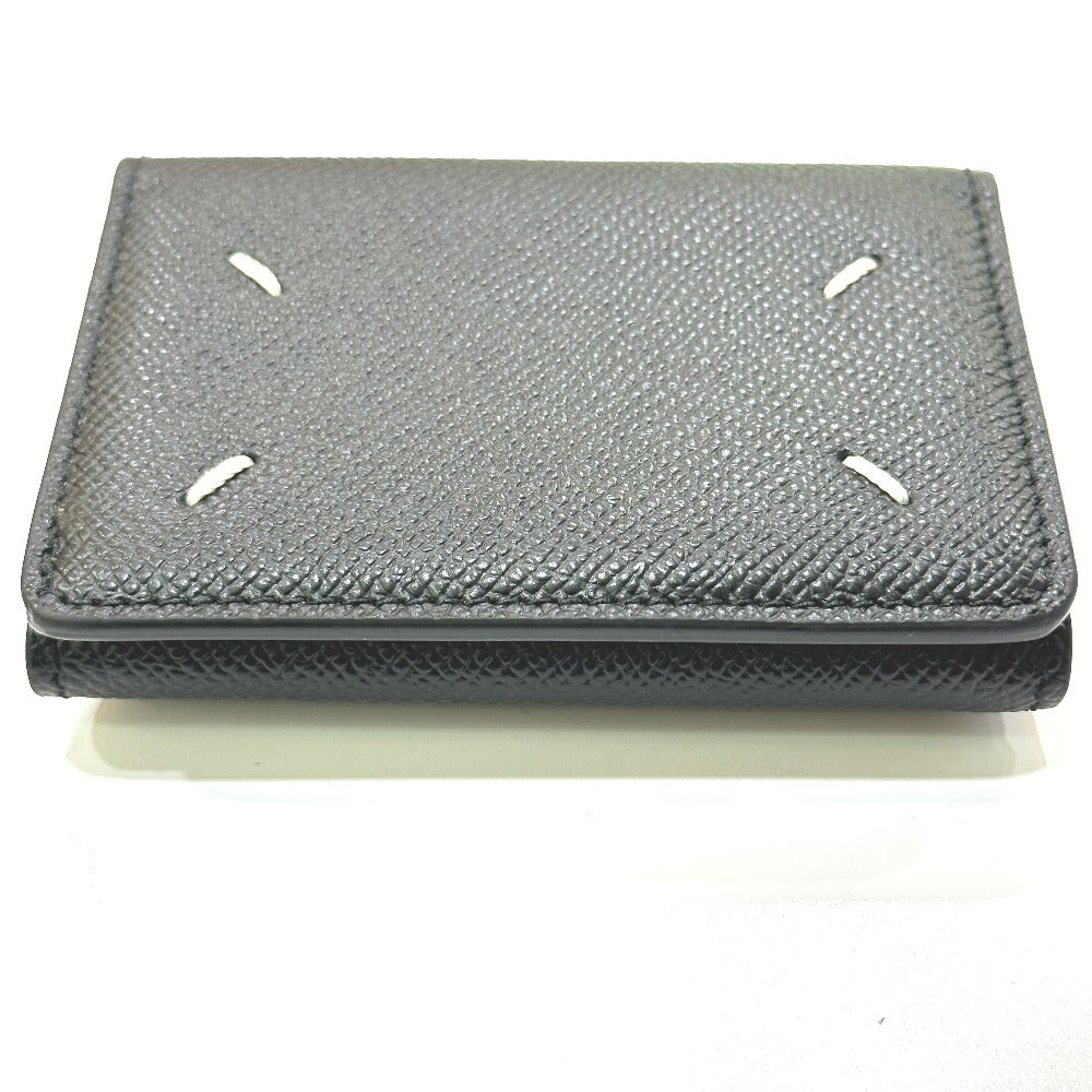 Maison Margiela SA2UI0005 ステッチ コンパクトウォレット 短財布 3つ折り財布 レザー レディース ブラック