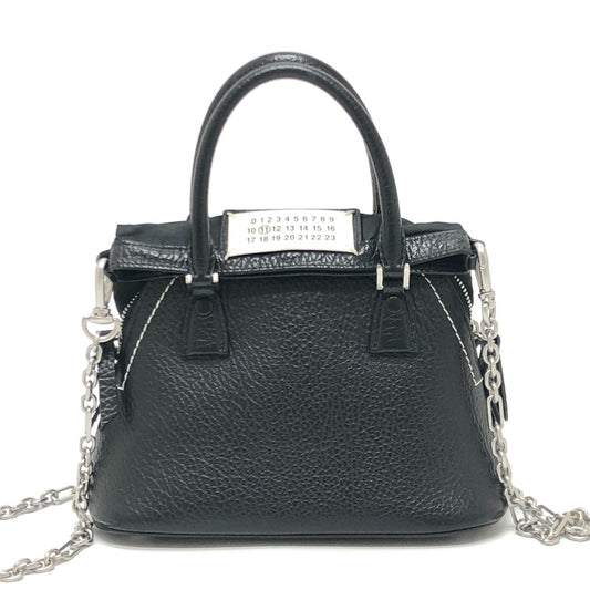 Maison Margiela 56WG0081 5AC Micro Bag, 2-Way Chain Shoulder Handbag, Leather, Women's, Black