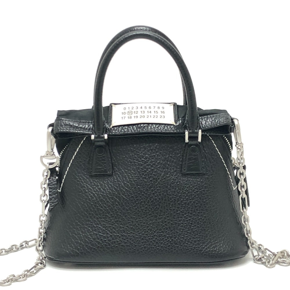 Maison Margiela 56WG0081 5AC マイクロ カバン 2WAY チェーン ショルダー ハンドバッグ レザー レディース ブラック