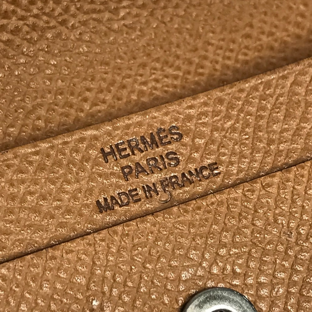 HERMES ベアン Hロゴ フラップ 小銭入れ 財布 コインケース エプソン ユニセックス ベージュ ベージュ