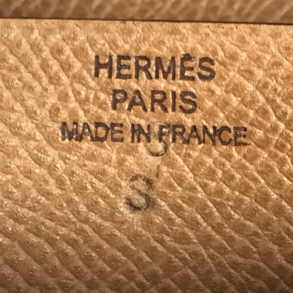 HERMES ベアン Hロゴ フラップ 小銭入れ 財布 コインケース エプソン ユニセックス ベージュ ベージュ