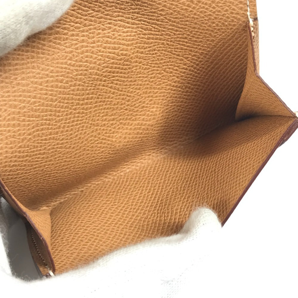 HERMES ベアン Hロゴ フラップ 小銭入れ 財布 コインケース エプソン ユニセックス ベージュ ベージュ