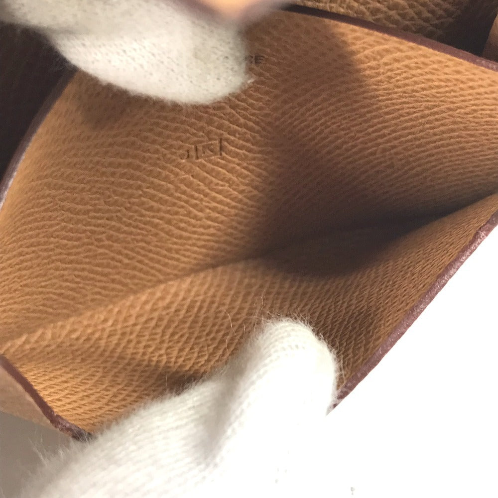 HERMES ベアン Hロゴ フラップ 小銭入れ 財布 コインケース エプソン ユニセックス ベージュ ベージュ