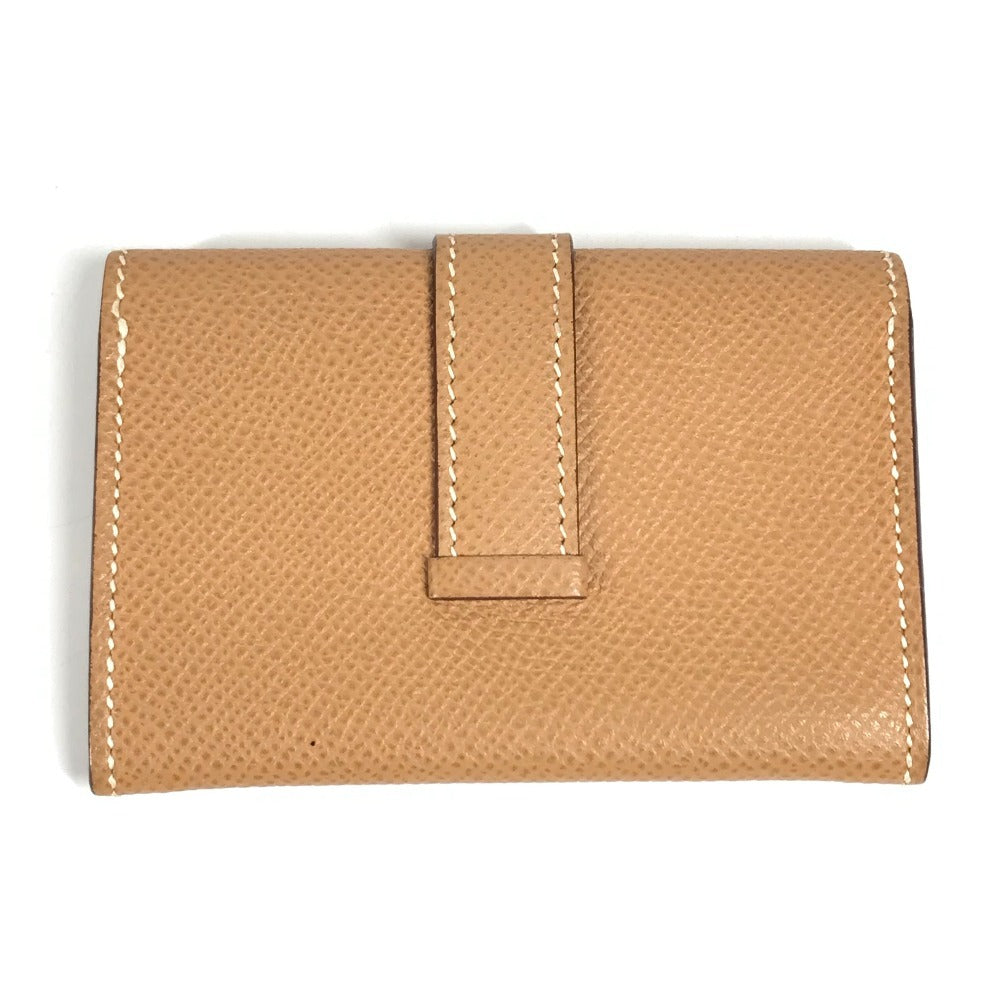 HERMES ベアン Hロゴ フラップ 小銭入れ 財布 コインケース エプソン ユニセックス ベージュ ベージュ