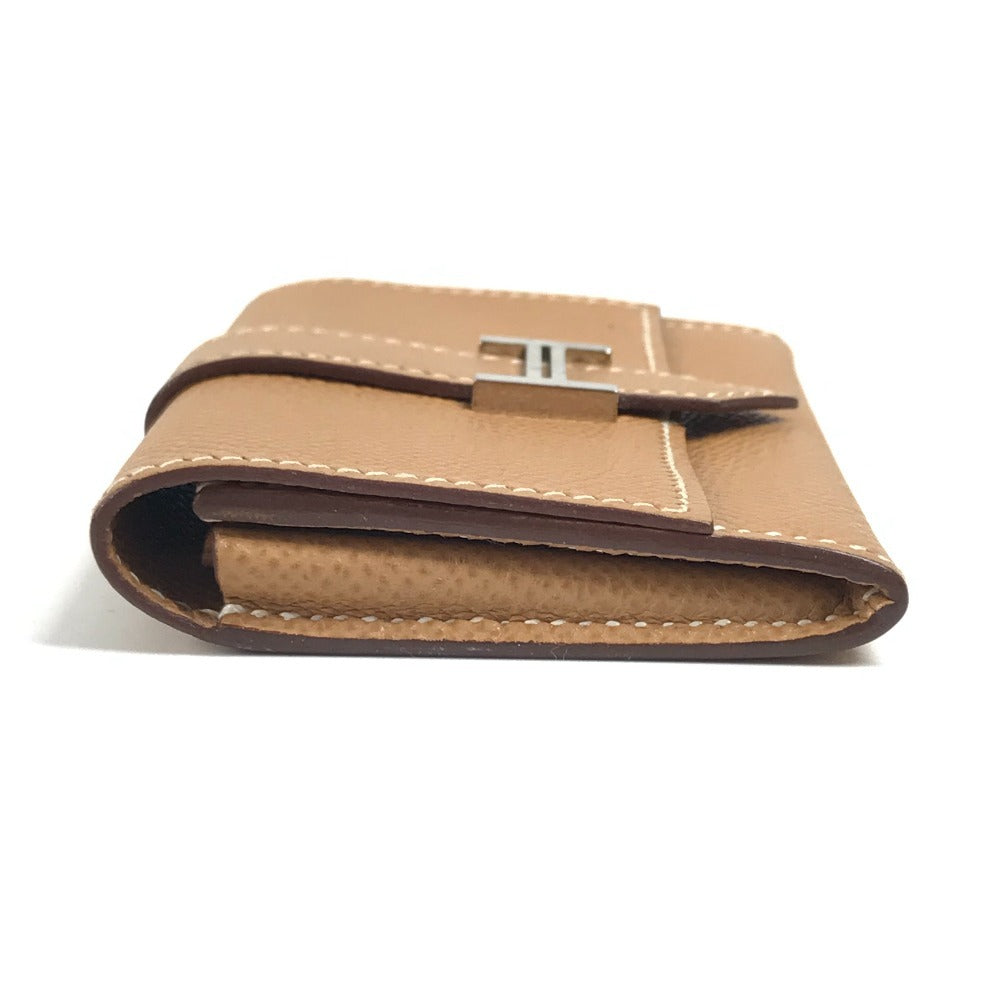 HERMES ベアン Hロゴ フラップ 小銭入れ 財布 コインケース エプソン ユニセックス ベージュ ベージュ