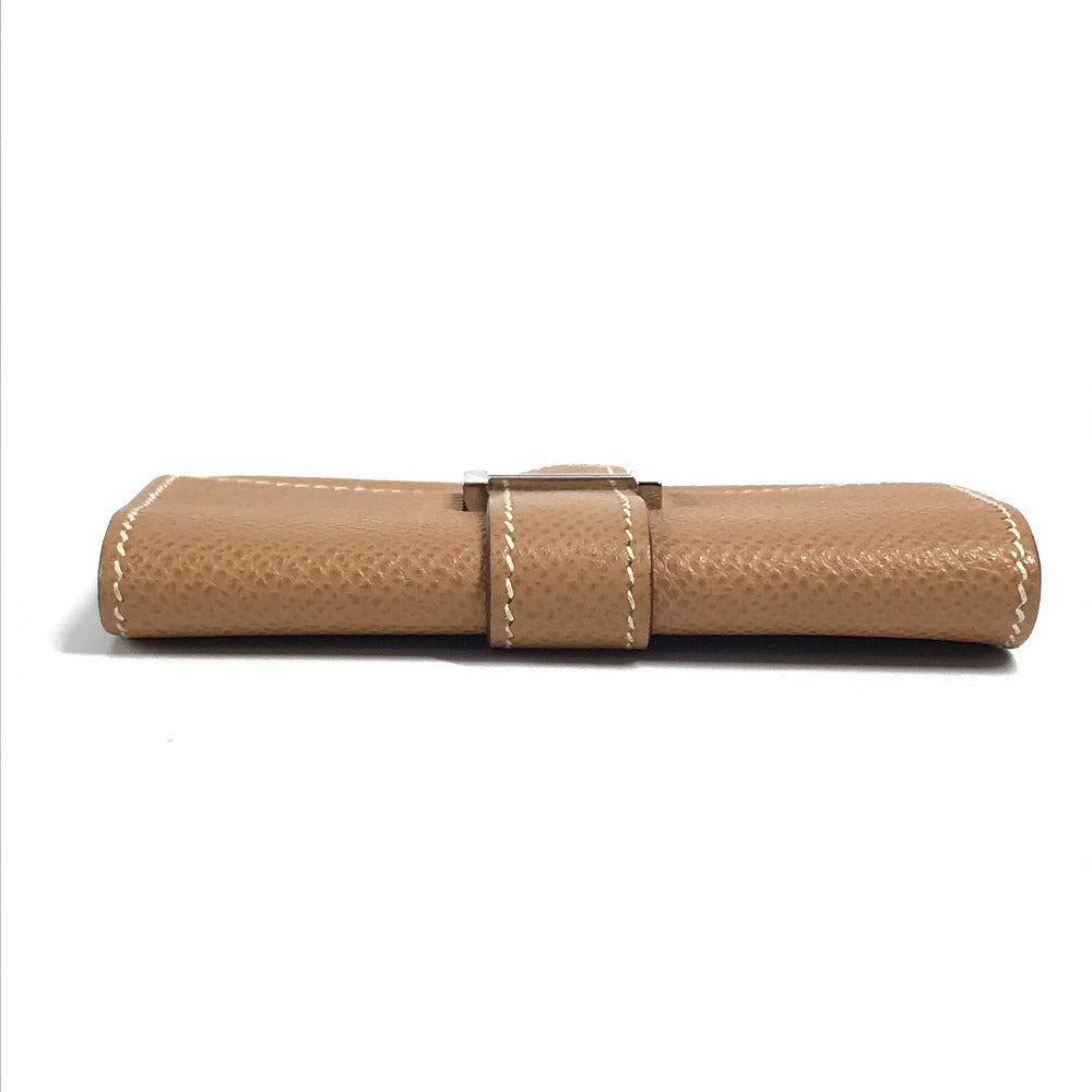 HERMES ベアン Hロゴ フラップ 小銭入れ 財布 コインケース エプソン ユニセックス ベージュ ベージュ
