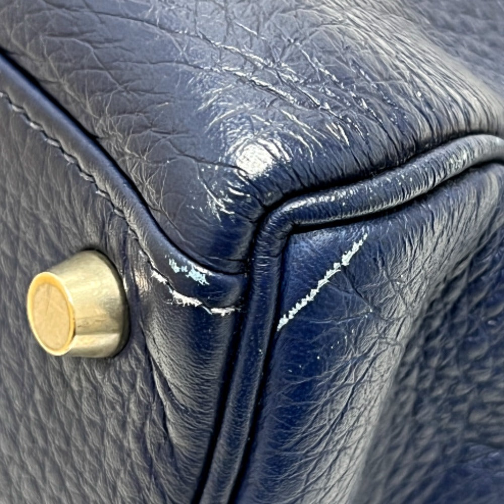 HERMES ケリー32 内縫い カバン 2WAY ハンドバッグ トリヨンクレマンス レディース ブルー