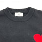 Ami Paris 21AW ハート ロゴ ボーダー アパレル セーター ウール メンズ ブラック - brandshop-reference