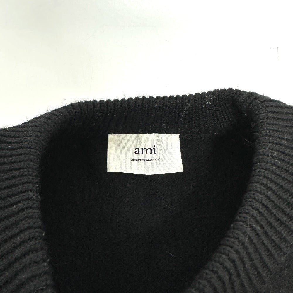 Ami Paris 21AW ハート ロゴ ボーダー アパレル セーター ウール メンズ ブラック - brandshop-reference