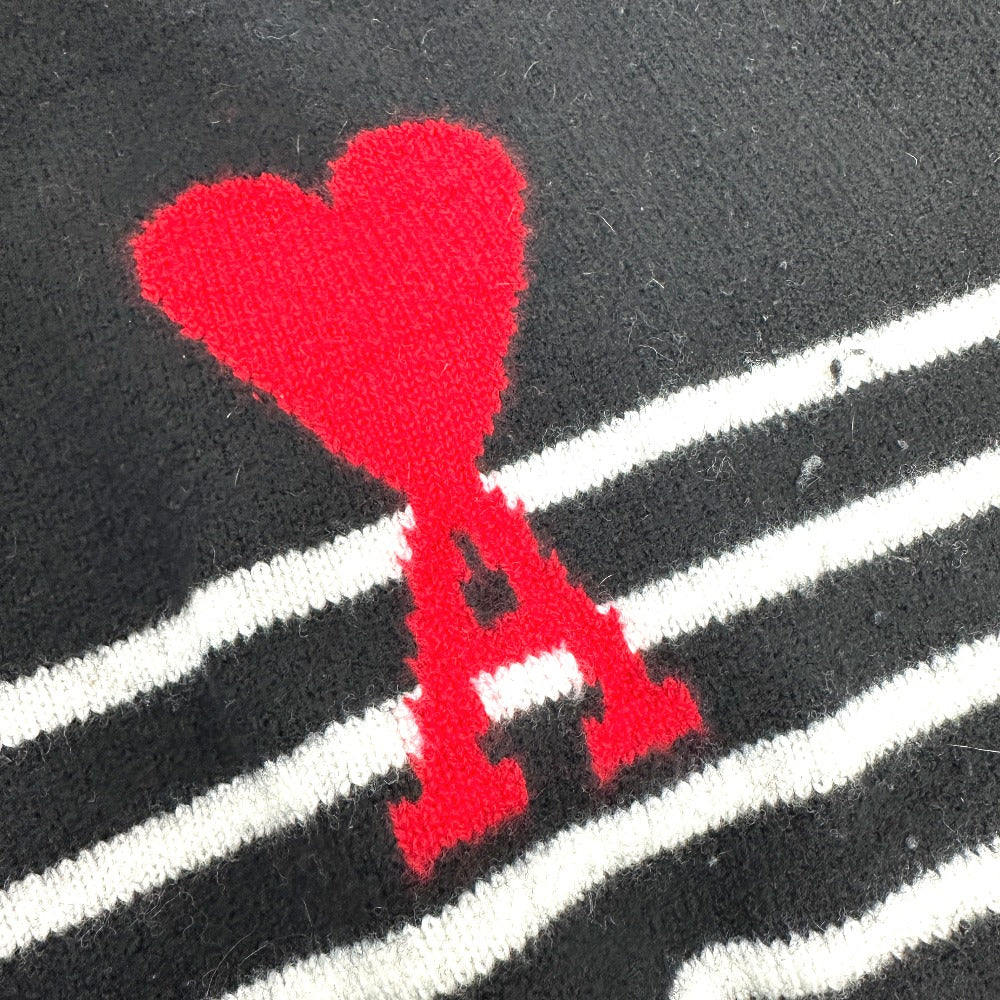 Ami Paris 21AW ハート ロゴ ボーダー アパレル セーター ウール メンズ ブラック - brandshop-reference