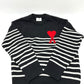 Ami Paris 21AW ハート ロゴ ボーダー アパレル セーター ウール メンズ ブラック - brandshop-reference