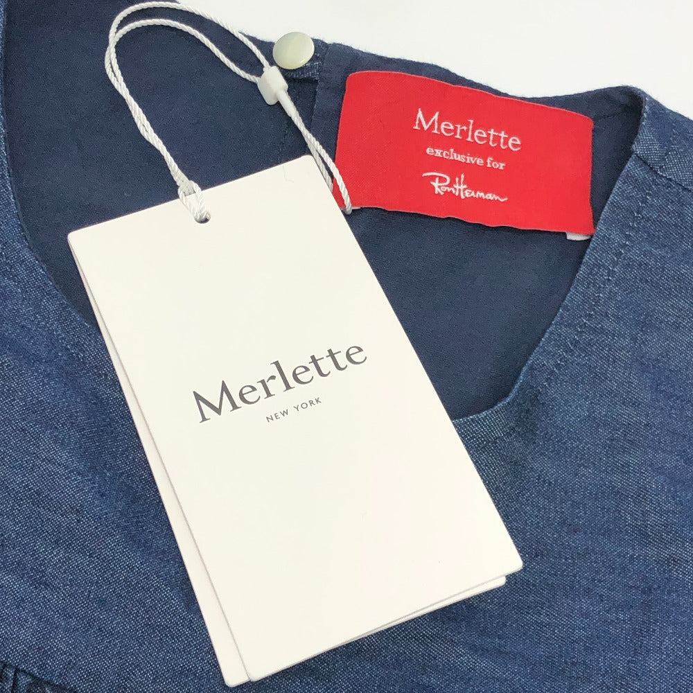 Merlette NYC 4010300290 ロンハーマンコラボ ソリマン アパレル デニム 長袖 ワンピース コットン レディース ブルー