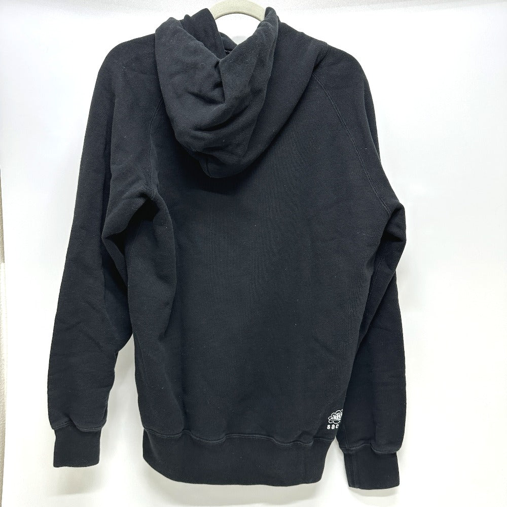 Sacai 21-0305S Logo Hoodie Pullover Top, Cotton Sweatshirt, Black, Women's