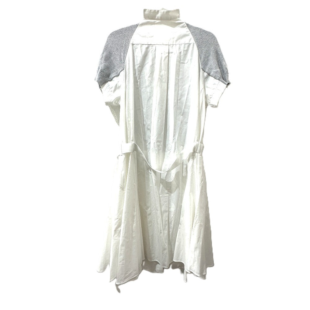 Sacai SCW-019 アパレル 服 半袖 ニットドッキングワンピース フレア ワンピース コットン レディース ホワイト