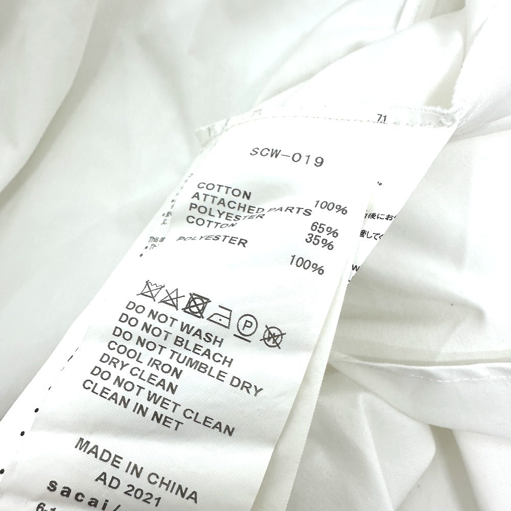 Sacai SCW-019 アパレル 服 半袖 ニットドッキングワンピース フレア ワンピース コットン レディース ホワイト