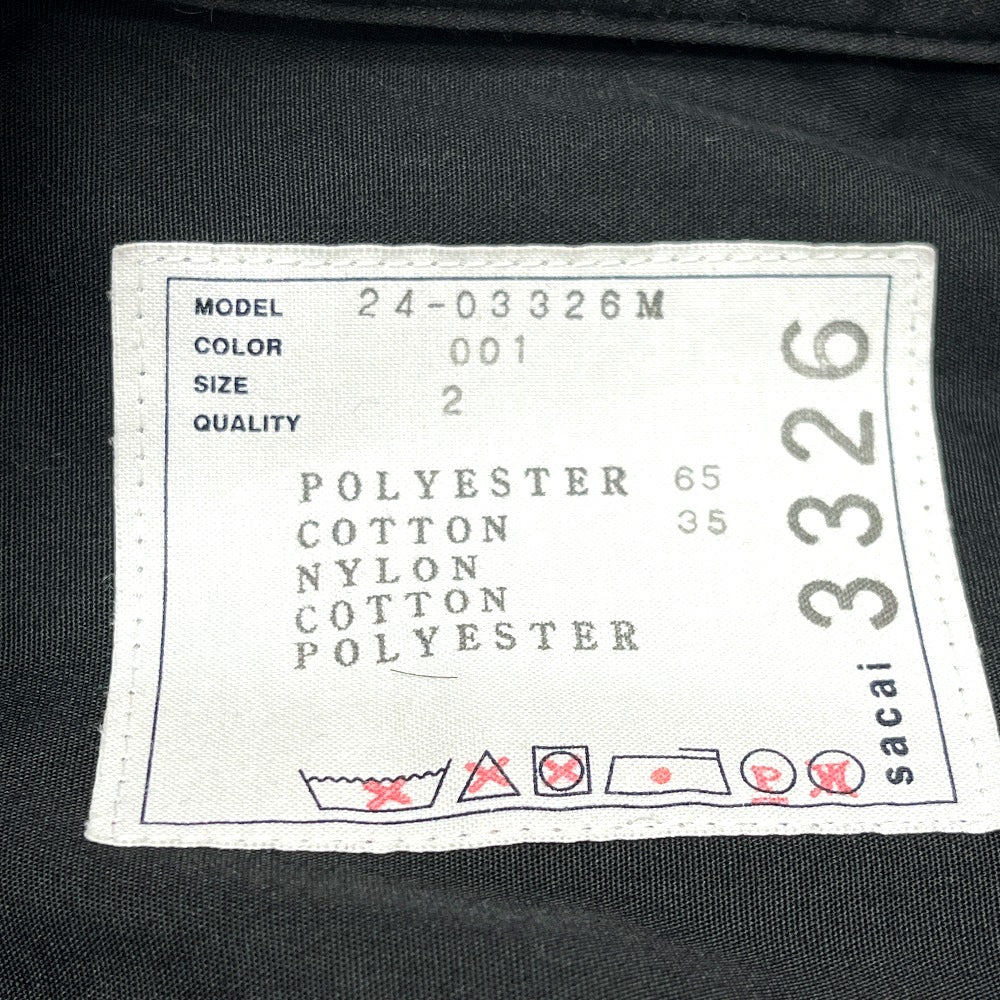 Sacai 24-03326M Spring/Summer 2024 Cotton Oxford Nylon Twill Shirt, Men's Long Sleeve Shirt, Black