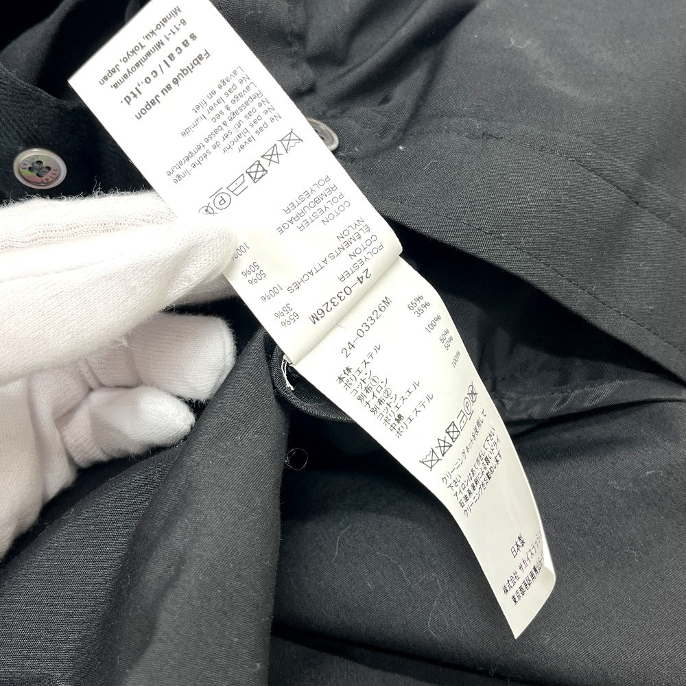 Sacai 24-03326M Spring/Summer 2024 Cotton Oxford Nylon Twill Shirt, Men's Long Sleeve Shirt, Black