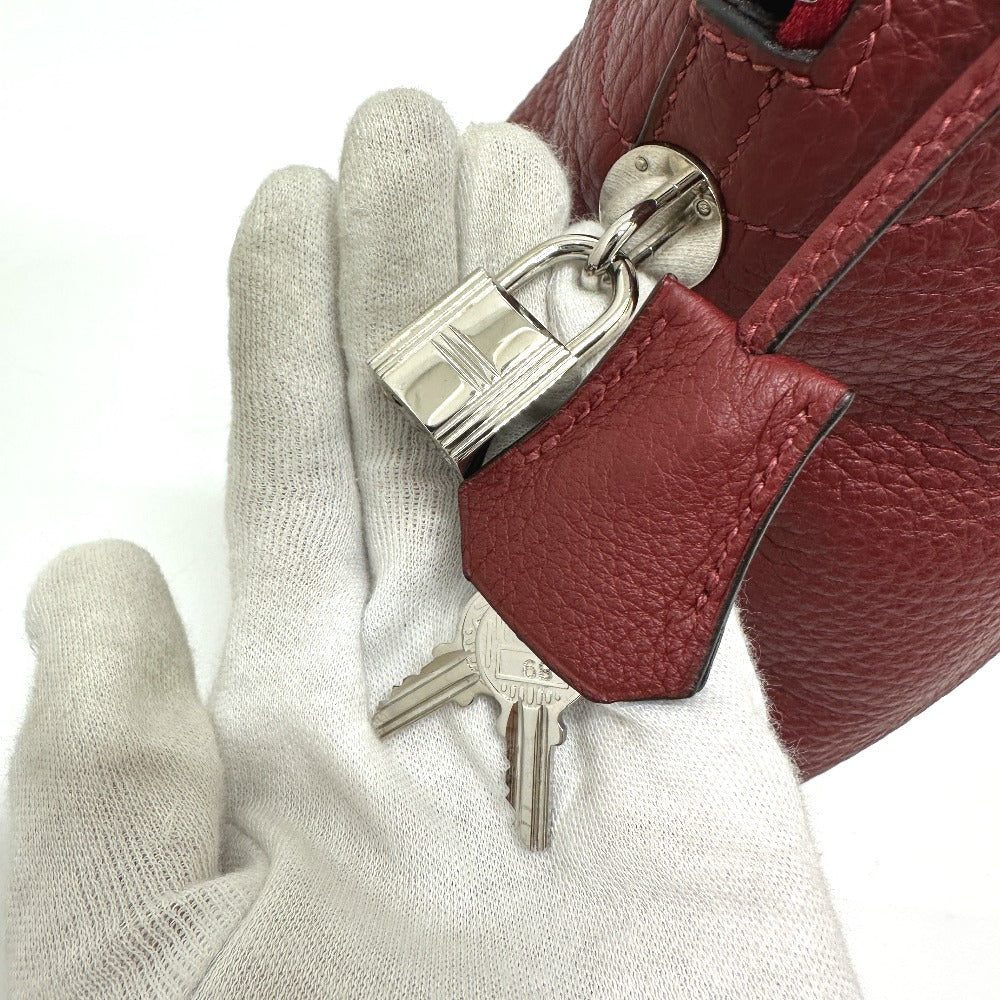 HERMES ボリード35 2WAY ハンドバッグ トリヨンクレマンス レディース ルージュアッシュ SV金具 レッド