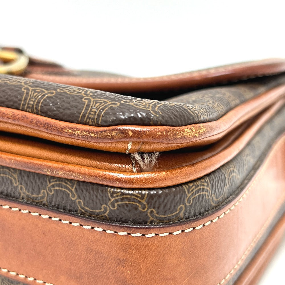CELINE Macadam Crossbody Shoulder Bag in PVC and Leather, Brown