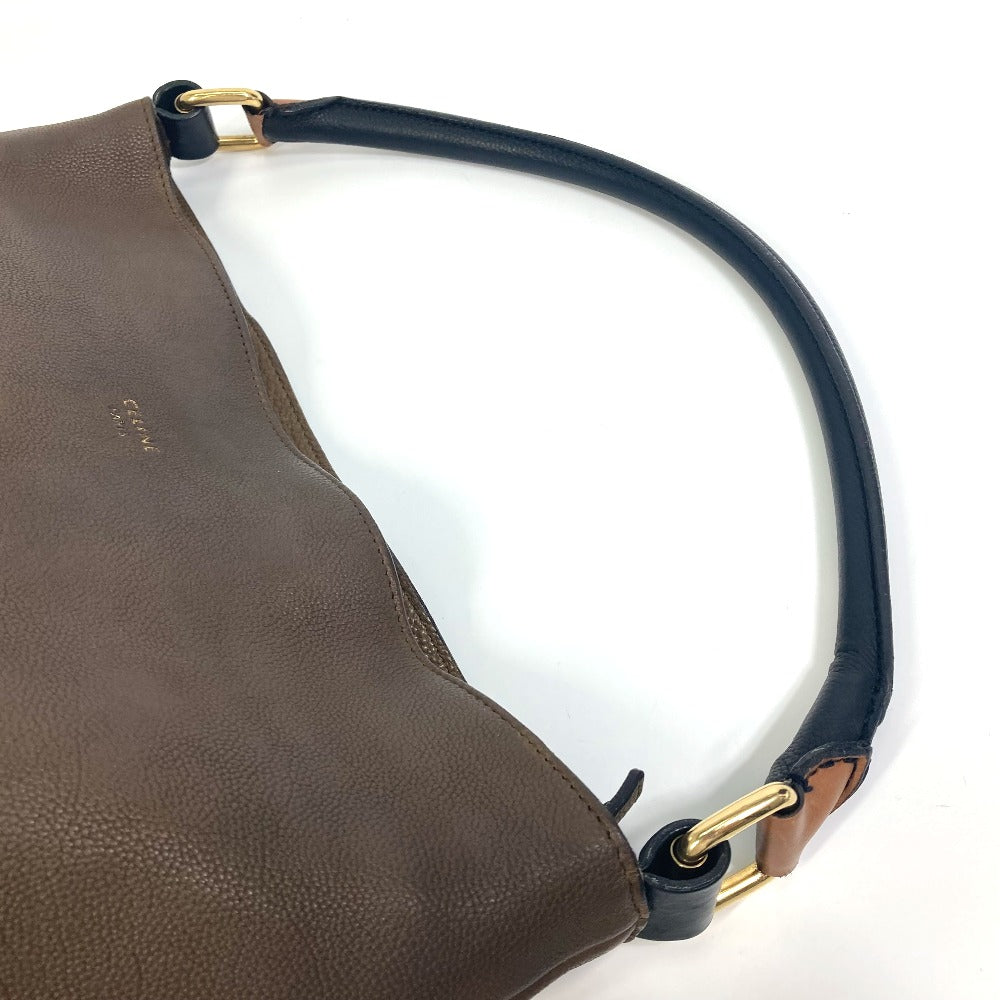 CELINE バイカラー ストライプ トートバッグ カバン トートバッグ 肩掛け ショルダーバッグ レザー レディース ブラウン