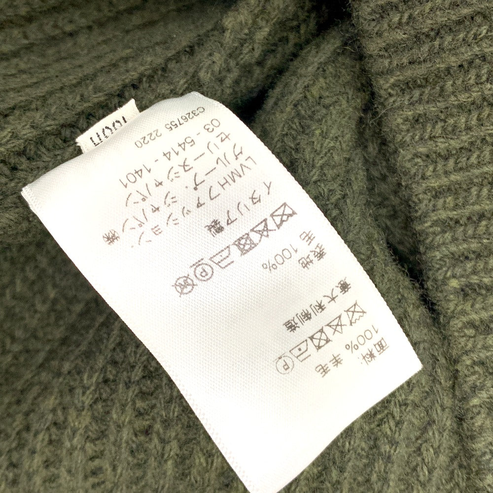 CELINE 2AB97 ロゴ レオパード 豹 ヒョウ柄 リブ網み ニット トレーナー トップス アパレル セーター ウール メンズ カーキ - brandshop-reference