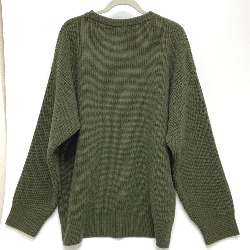 CELINE 2AB97 ロゴ レオパード 豹 ヒョウ柄 リブ網み ニット トレーナー トップス アパレル セーター ウール メンズ カーキ - brandshop-reference