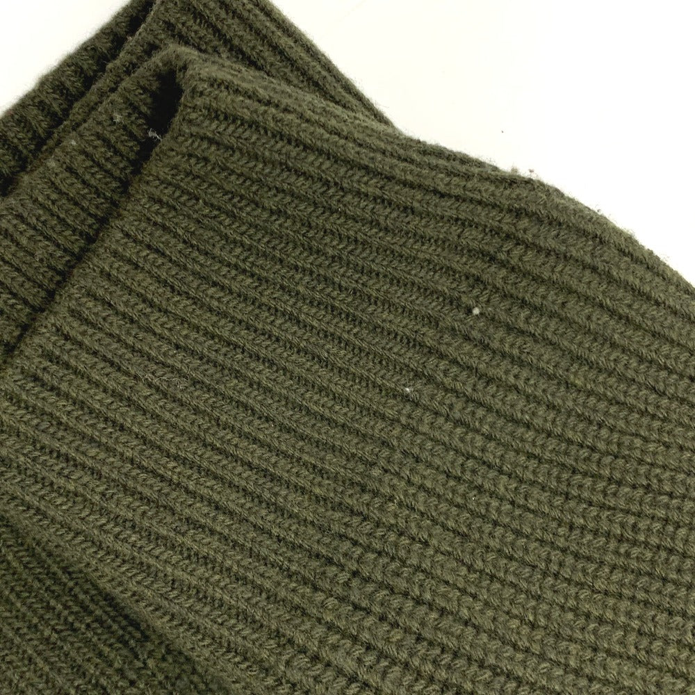 CELINE 2AB97 ロゴ レオパード 豹 ヒョウ柄 リブ網み ニット トレーナー トップス アパレル セーター ウール メンズ カーキ - brandshop-reference