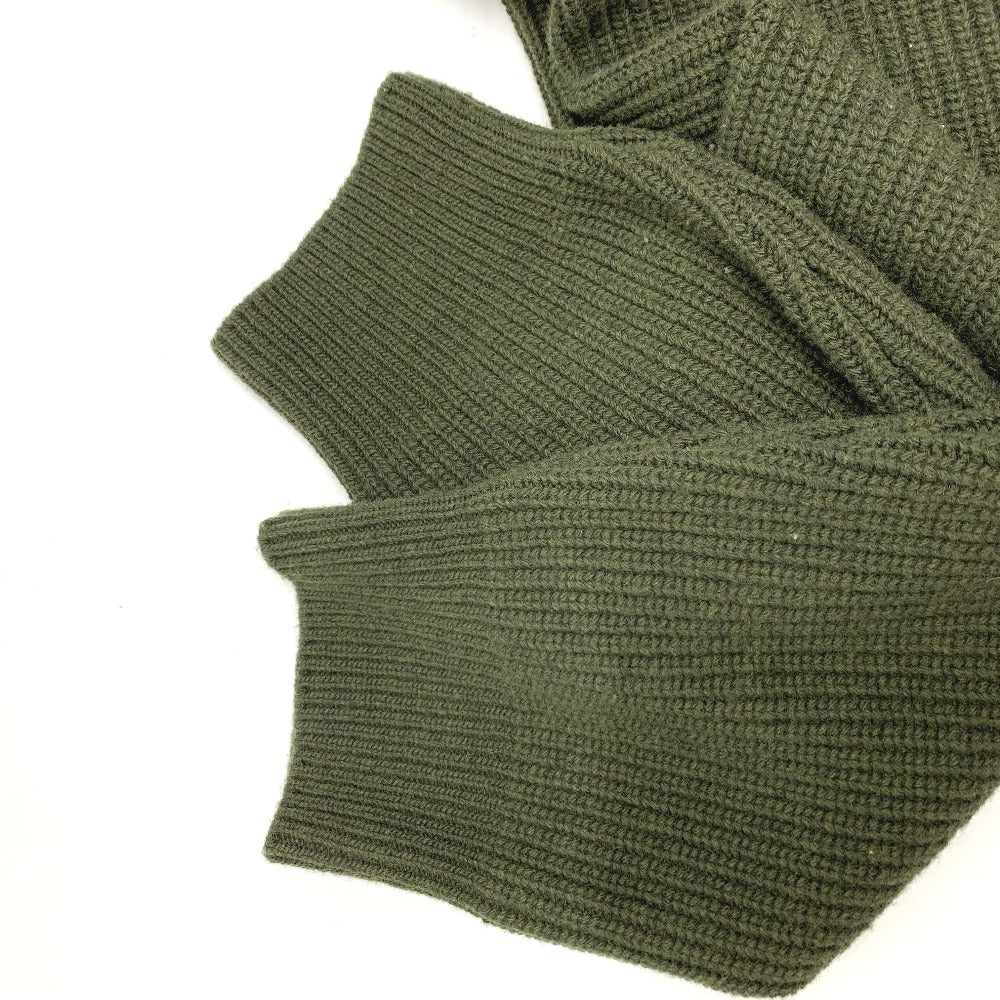 CELINE 2AB97 ロゴ レオパード 豹 ヒョウ柄 リブ網み ニット トレーナー トップス アパレル セーター ウール メンズ カーキ - brandshop-reference