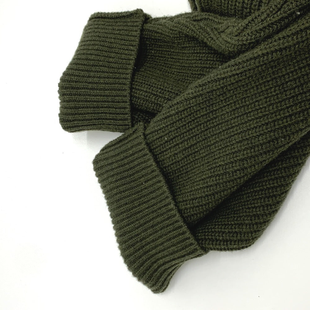 CELINE 2AB97 ロゴ レオパード 豹 ヒョウ柄 リブ網み ニット トレーナー トップス アパレル セーター ウール メンズ カーキ - brandshop-reference