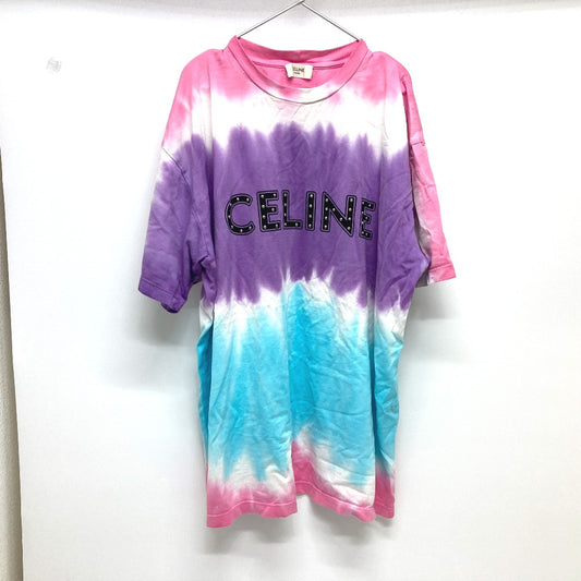 CELINE 2X687956Ｍ スタッズロゴ プリントルーズ 半袖 Tシャツ Tシャツ 半袖Ｔシャツ コットン レディース マルチカラー