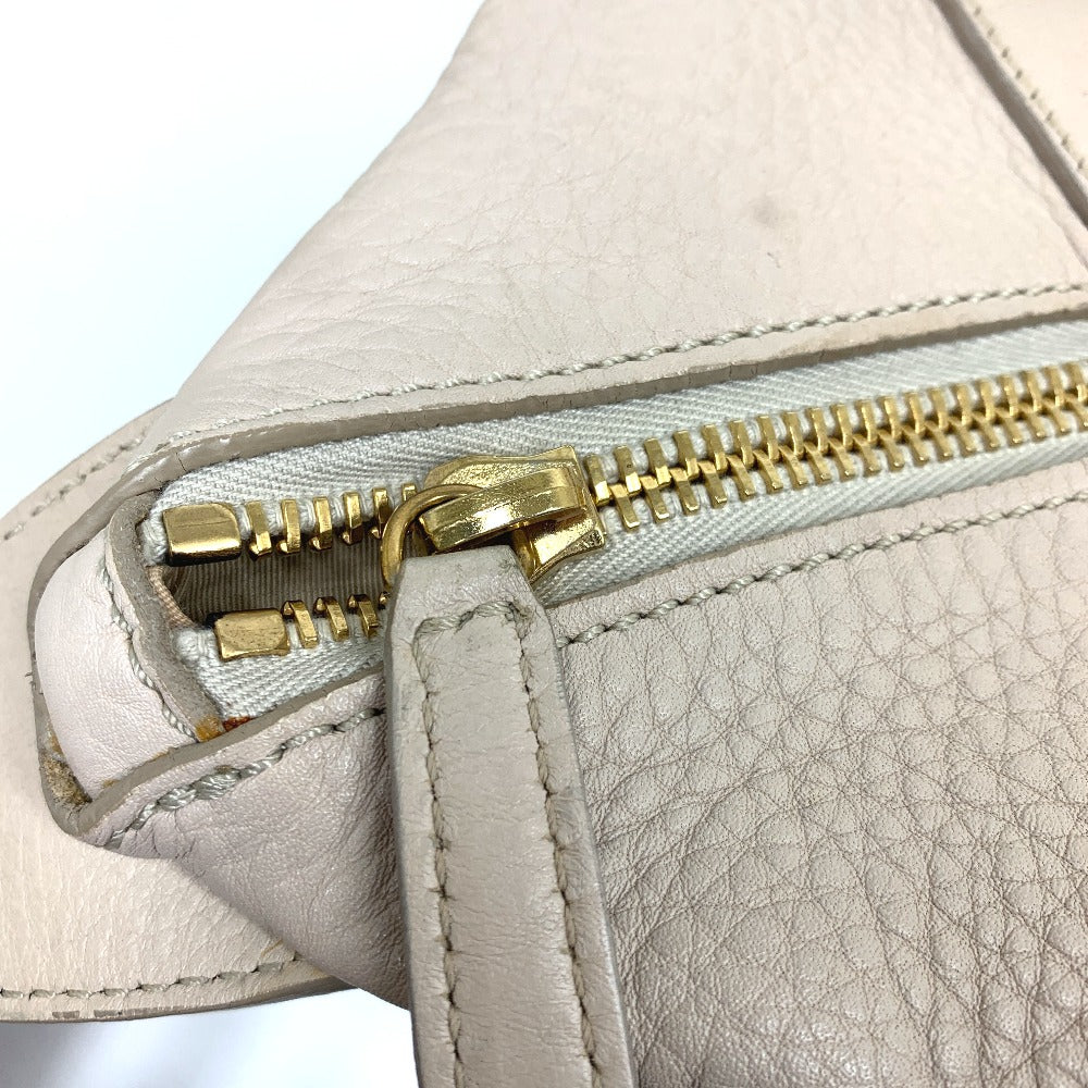 CELINE 旧ロゴ ミニボストン カバン ハンドバッグ レザー レディース ベージュ