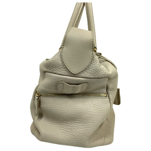 CELINE 旧ロゴ ミニボストン カバン ハンドバッグ レザー レディース ベージュ