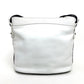 CELINE Ribbon Motif Shoulder Bag Leather Women's White x Black