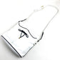 CELINE Ribbon Motif Shoulder Bag Leather Women's White x Black