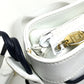 CELINE Ribbon Motif Shoulder Bag Leather Women's White x Black