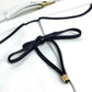 CELINE Ribbon Motif Shoulder Bag Leather Women's White x Black