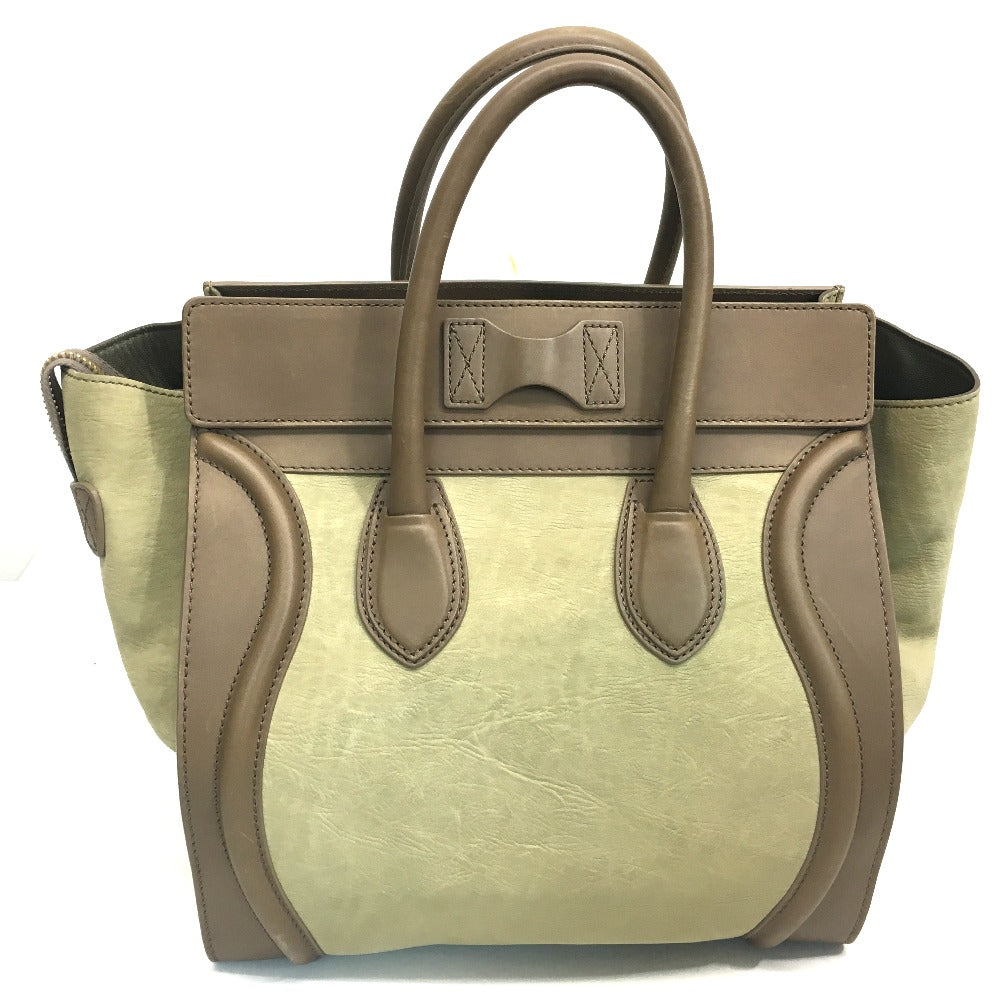 CELINE 165213 Mini Shopper Luggage Tote Bag/Handbag in Beige Leather