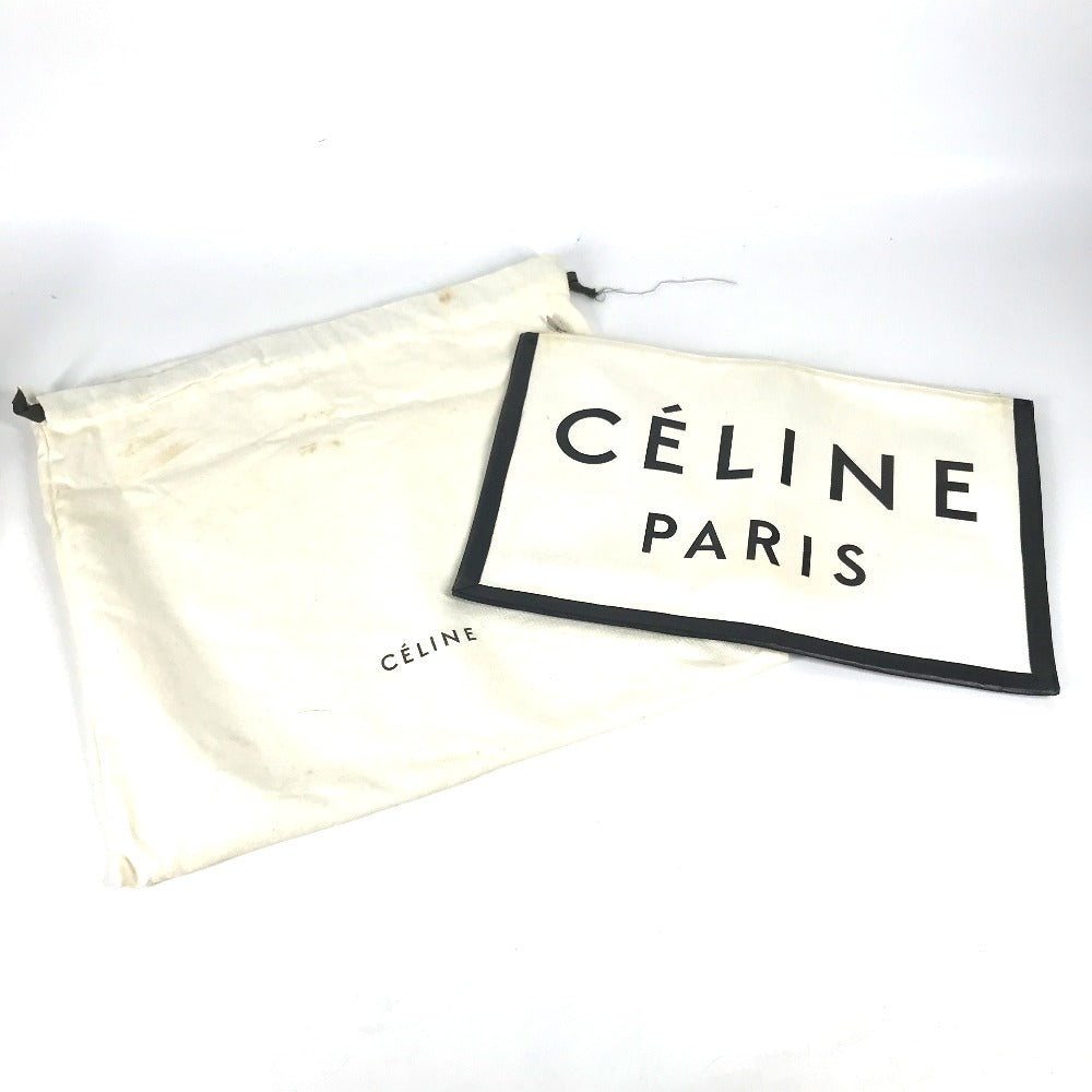 CELINE バイカラー ロゴ カバン ポーチ クラッチバッグ レザー/キャンバス レディース